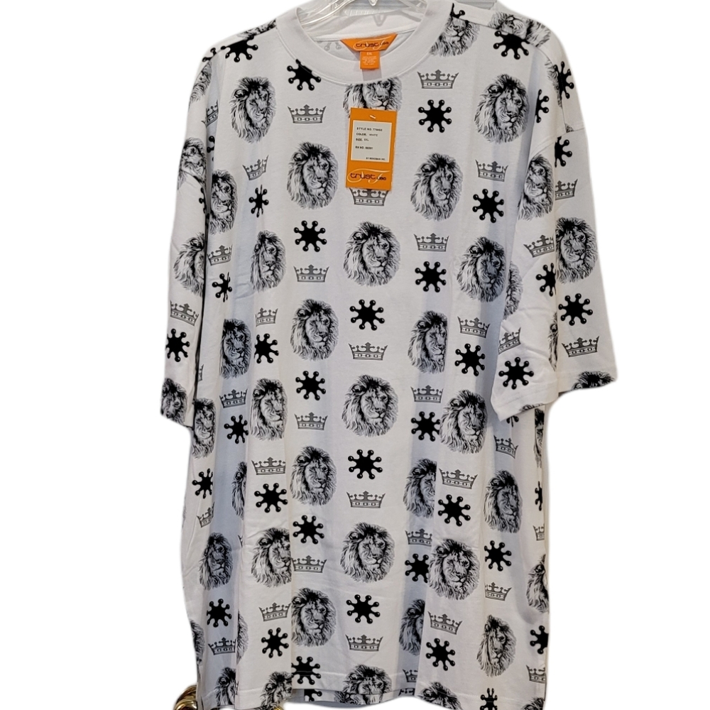 NWT! Trust USA White Lions & Crowns Graphic Mens Tee 4XL